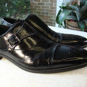 Stacy Adams black patent leather Classic Wingtip Dress Buckle Oxford  Sz 10